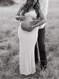 Apricot Crop Bandeau Chest Lace-up 2-in-1 Bodycon Mermaid Elegant Photoshoot Maternity Maxi Dress Maternity