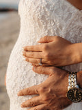 White Lace Bow Mermaid Bodycon Elegant Photoshoot Baby Shower Maternity Maxi Dress Maternity
