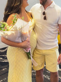 Yellow Lace Floral Mesh Cami Bodycon Elegant Cocktail Party Going Out Daily Maternity Photoshoot Baby Shower Maxi Dress Maternity