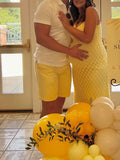 Yellow Lace Floral Mesh Cami Bodycon Elegant Cocktail Party Going Out Daily Maternity Photoshoot Baby Shower Maxi Dress Maternity