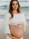 White Off Shoulder Backless Crop Knitwear 2-in-1 Bodycon Mermaid Going Out Photoshoot Maternity Maxi Dress Maternity