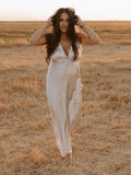 Champagne Satin Lace Splicing Backless Drawstring V-Neck Bodycon Going Out Photoshoot Maternity Maxi Dress Maternity