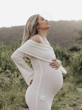 White Off Shoulder 3D Flowers Backless Bodycon Mermaid Cocktail Party Gowns Bandage Photoshoot Maternity Maxi Dress Maternity