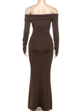 Off Shoulder Ruched Flare Sleeve Mermaid Bodycon Fashion Photoshoot Baby Shower Maternity Maxi Dress Maternity