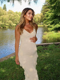 Spaghetti Strap Backless 3D Flowers Maternity Maxi Dress Maternity