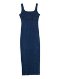 Denim Back Zipper Bodycon Fashion Daily Party Baby Shower Maternity Maxi Dress Maternity