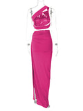 One Shoulder Cut Out Side Slit Draped Ruched Bodycon Fashion Vacation Photoshoot Maternity Maxi Dress Maternity