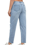Straight Leg Comfy Stretch Low-Rise Ripped Distressed Denim Pregnancy Pants Casual Boyfriend Maternity Jeans Maternity