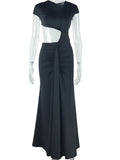 White Irregular Ruched Ruffle Falbala Draped Bodycon Elegant Maternity Baby Shower Maxi Dress Maternity