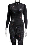 Off Shoulder Fishnet Rhinestone Clubwear Beach Cover Up Photoshoot Maternity Mini Dress Maternity