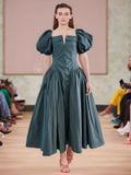 Red Dress 2025 Summer Banquet Sexy Out-Shoulder Bubble Sleeve Short-Sleeved Waist Dress Dress