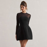 Women's Autumn Mesh Splicing Dew Skin Elegant Skirt DJPT