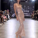 Feeling Nude Shiny Piece Hanging Dress High-End Light Luxury Niche Banquet Birthday Sexy Dress Dress Dress