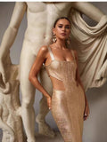 Women's Clothing Sexy Bare Back Sling Bag Hip Dress Banquet Temperament French High-End Feel Bandage Dress