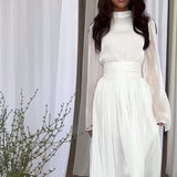 New Fashion French Round-Neck Folded Light Luxury Dress