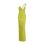 Temperament Elegant Style Dress 2025 Summer New One-Shoulder Three-Dimensional Flowers Sexy Banded Dress Woman
