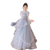 Evening Dress Dress Light Luxury Small High-End Temperament Blue Birthday Princess Dress Adult Ceremony Host Fluffy Skirt
