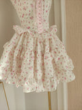 A line Strapless Floral Holiday Dress Travel Vacation Dresses Short Chiffon Birthday Dress SD1262 HZ0628
