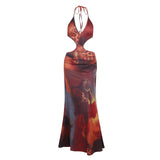 Autumn 2025 New Temperament Sexy Leopard Print Holiday Hollow Dress DJPT