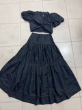 Bubble Bubble Sleeve Short Sleeve Back Single Buckle Kinesion Wrapped Blouse + High Waist Half-Dress Skirt Suit
