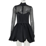 Autumn 2025 New Style Style Style Body Soaking Hem Net Yarn Sexy Dress Woman DJPT