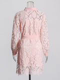 French Retro Embroidered Short Dress 2025 Summer New Collar Long Sleeves To Close The Waist Irregular Dress Woman