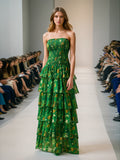 Seaside Resort Lotus Leaf Dress 2025 Spring New Tectonic Long Print Loose Waist Dress Dress Woman