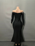 Fashion Design With Long-Sleeved Diamond Banded Dress Dress For Party Party Women's Evening Dress