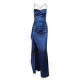 Autumn 2025 New Famous Style Temperament Sexy Body-Shrinking Fork And Fork Of The Dress DJPT