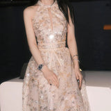 Xiaotong Star Of The Same 23 New Chen Beads Embroidery Dress Design Birthday Party Highlight Dress