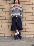 Vintage Loose Denim Shorts Men Harajuku Punk High-Waisted Denim Shorts Men's Loose Tide DJPT