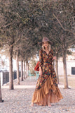 Women's New Dress Summer Casual Long-Sleeved Print Retro Dress DJPT