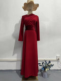 2024 Fashion Temperament Long-Sleeved Splicing Design Velvet Shawl Court Dress
