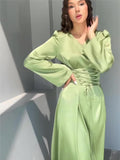 2024 New Strap To The Waist Long-Sleeved V-Neck To Repair The Famous Dress
