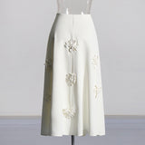 Temperament Elegant Wind 2025 Spring New Three-Dimensional Flower Sling Sling Belt High Waist Mid-Long Skirt Suit Woman