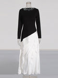 Temperament Long Dress Women's Dress 2025 Spring New Irregularly Pressed Folded Long-Sleeved Thin Dress Woman