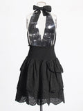 Women's Fashion Dress 2025 Spring New Women's Dress V Hanging Neck Sexy Embroidery Short Dresses