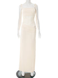 Women's Spring And Summer New Solid Color Lace Suisting Rope Lew Dress Woman DJPT