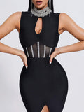 Summer New Heavy Industry High Collar Low Chest Banding Dress Fashion Famous Dinner Dress
