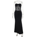 Sexy Lace Hollow Bosom Dress Woman Autumn 2025 New Pure-Bush Hot Girl Body Dress DJPT