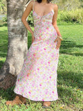 Broken Flower Holiday Sling Skirt Sexy Hottie Show Back Dress V Collar Body Hip Dress Summer HZ0628
