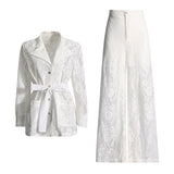 Elegant Commuter Style Suit Women's New Spring 2025 With Lace Horn Pants Two-Piece