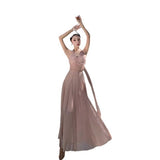 Fragmented Hanging Neck Dress Spring And Summer Holiday Wind Pure Lusty Folding V-Neck Net Yarn Long Dress Girl