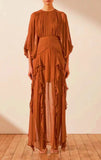 Autumn New Round Collar Lantern Sleeves With Lotion Side Of The Dressing Lady