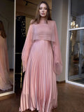Autumn New Pink Folding Temperament Waist Long-Sleeved Dress Suit Woman