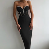 Solid Temperament Palette With Bra Strap Dress Sexy Diamond Party Dress Dress