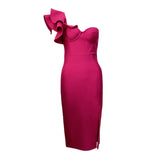 Summer 2025 Sexy One-Shoulder Banded Skirt With Lotus Leaf-Side Temperament Party Dress