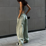 Rope Girded Casual Workwear Trousers Women Street Fashion Trend Women's Simple Loose Trousers DJPT