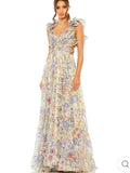 2024 Holiday Windwood Ear Sleeveless Back Cross-Lace Sexy Dew Chopped Flower Chiffon Skirt Long Dress