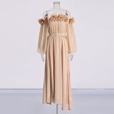 Famous Party Dress 2025 Summer New Three-Dimensional Flowers To Receive Waist Dress Woman